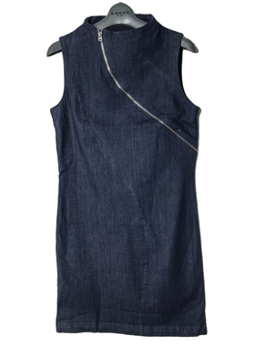 SD正品折扣女士小众不撞款立领拉链穿搭牛仔显瘦无袖连衣裙