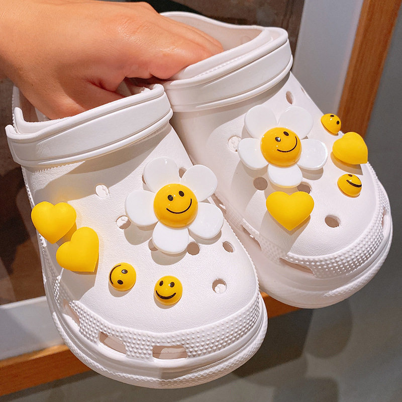 笑脸花crocs洞洞鞋配饰diy鞋扣装饰扣芝麻街气球狗鞋花配件可拆卸