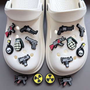 手雷AK可拆卸DIY左轮枪装 洞洞鞋 配饰武器系列鞋 花配件套装 扣 饰鞋