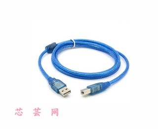 透明蓝USB2.0打印线 铜芯 带磁环 屏蔽 方口数据线 打印机数据线