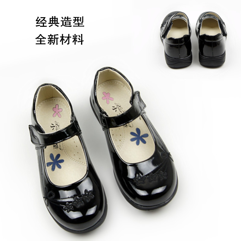 深圳学校统一黑色英伦风女童花童新款中小学男孩演出男女学生皮鞋