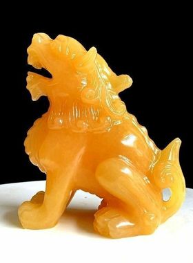 米黄玉石貔貅招财摆件黄玉望天吼玄关客厅店铺开业乔迁装饰品摆件