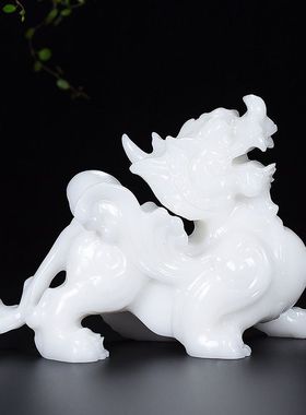 阿富汗玉招财貔貅摆件一对礼盒装