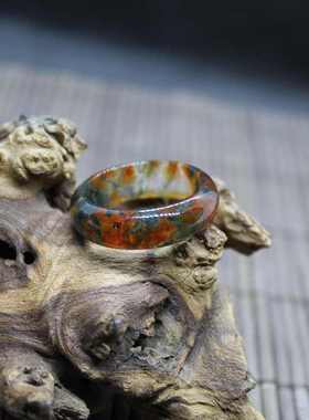 天然水草玛瑙戒指冰种玉髓戒指尾戒指环黄油水草玛瑙水晶戒指男女