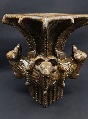 天然女娲石四羊方尊鼎桌面摆件