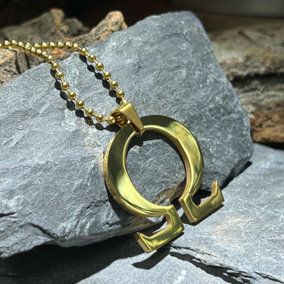 Godwar战神标志金项链男个性