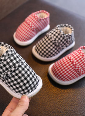 1一2岁宝宝手工棉鞋婴幼儿学步鞋男宝宝室内鞋冬季幼童加绒保暖鞋