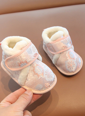 周岁鞋子女宝宝布鞋秋冬婴幼儿学步鞋加绒棉鞋室内鞋小宝宝公主鞋