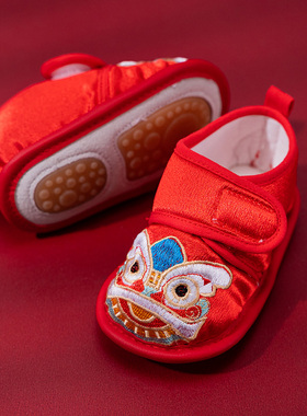 宝宝周岁鞋虎头鞋婴儿布鞋秋冬抓周红色鞋子婴幼儿学步鞋男宝春季