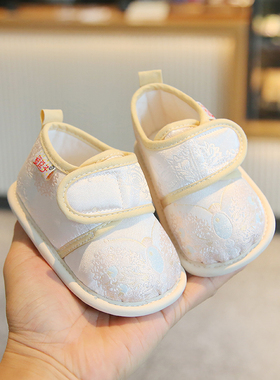 婴儿周岁鞋子抓周学步周岁礼汉服鞋软底女宝布鞋1-2岁唐装公主鞋