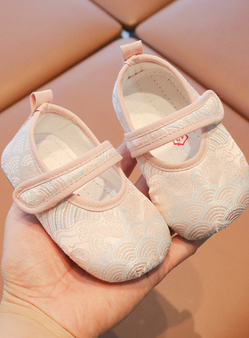 周岁鞋女宝宝汉服鞋婴儿抓周鞋古风春款中式学步鞋软底布鞋唐装鞋