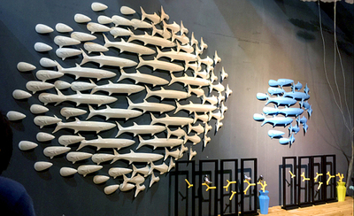 沙发背景墙立体陶瓷箭鱼家居壁饰