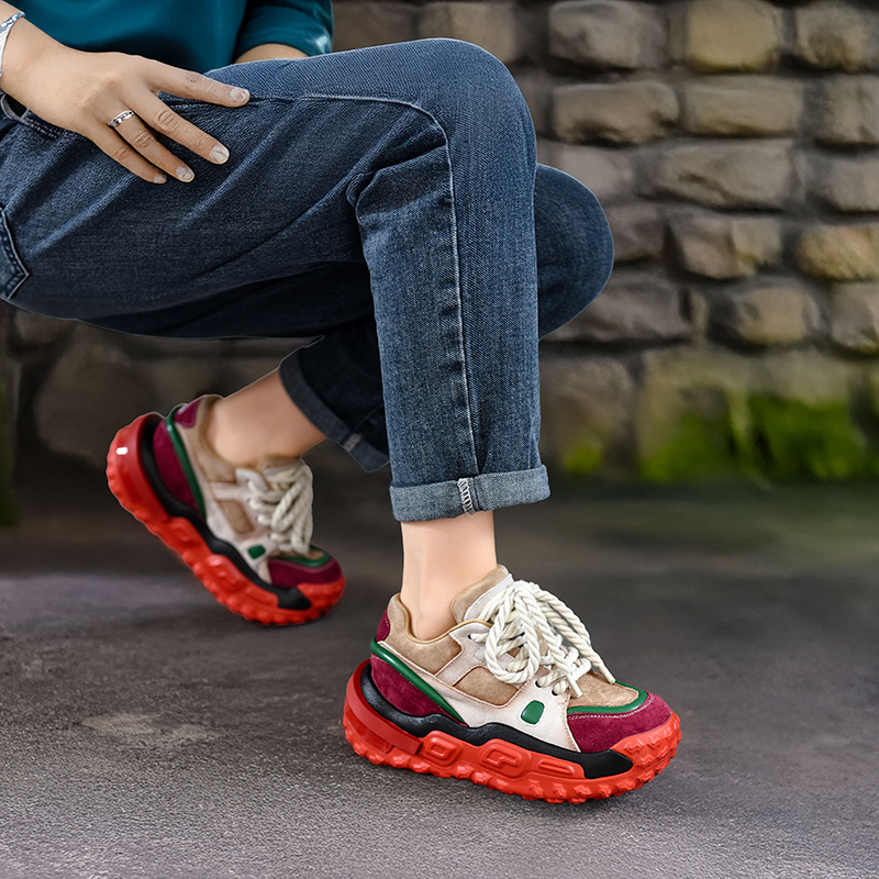 四起哥休闲厚底真皮老爹鞋运动鞋