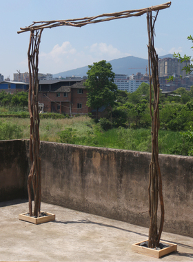 森系婚礼拱门花架实木树枝装饰花艺道具户外布置展架开业迎宾背景