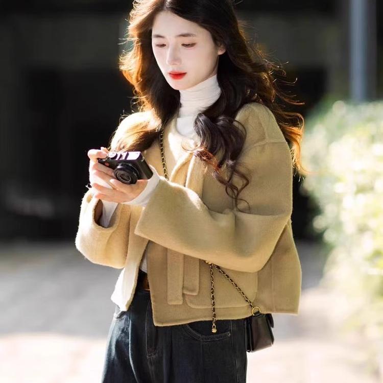 精仿女士秋冬季双面羊绒毛大衣