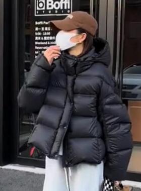 泡芙龟背黑色短款羽绒服女冬季