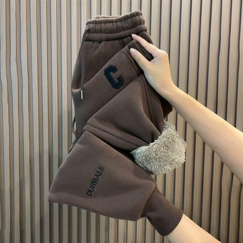 冬季羊羔绒卫裤女厚宽松高腰百搭哈伦束脚运动加绒保暖休闲长裤子,女装/女士精品,休闲裤,淘宝优惠券,粉丝福利购,淘宝优惠卷