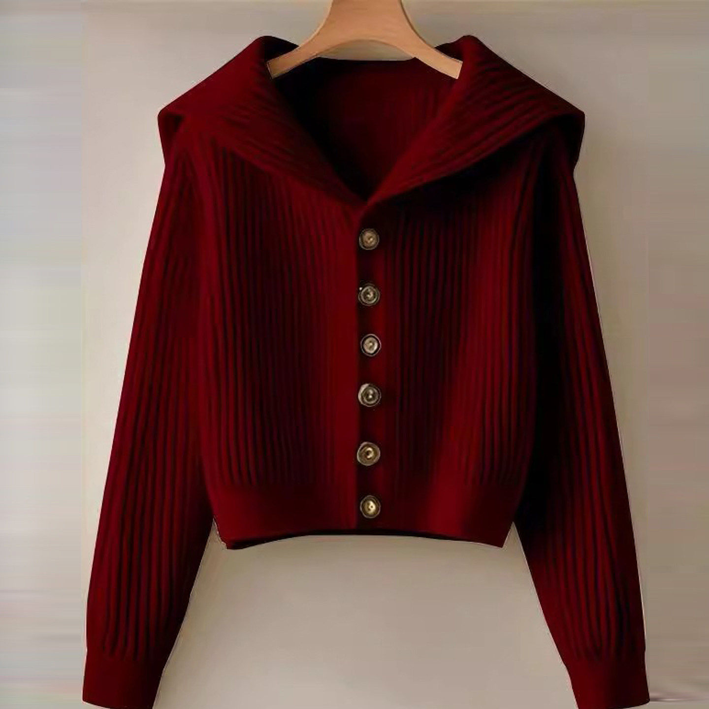 高级感海军领针织开衫女秋冬季新款红色纽扣毛衣外套圣诞新年外套,女装/女士精品,大码内搭,淘宝优惠券,粉丝福利购,淘宝优惠卷