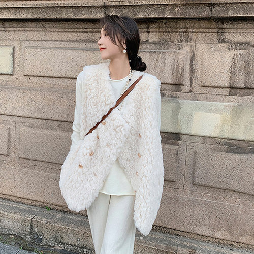 潮牌高端新款小香风背心外搭皮草