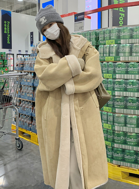 潮牌皮毛一体羊羔毛大衣女冬新款