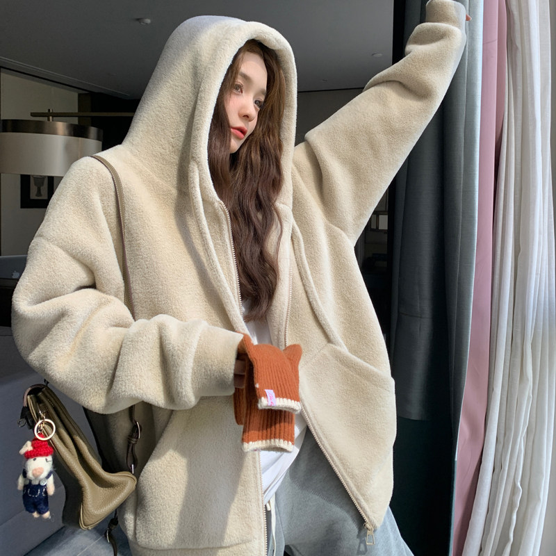 潮牌羊羔毛外套女冬季新款学院风
