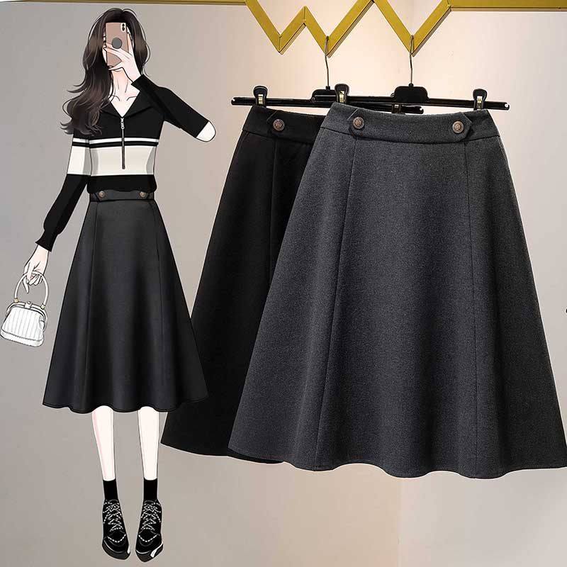 大码女装秋冬款加厚打底伞裙半身裙女胖MM中长裙高级感毛呢A字裙,女装/女士精品,大码半身裙,淘宝优惠券,粉丝福利购,淘宝优惠卷