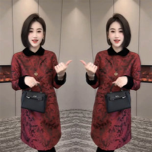 轻奢冬新款时尚红色高端精致中式国风女装旗袍别致优雅连衣裙子