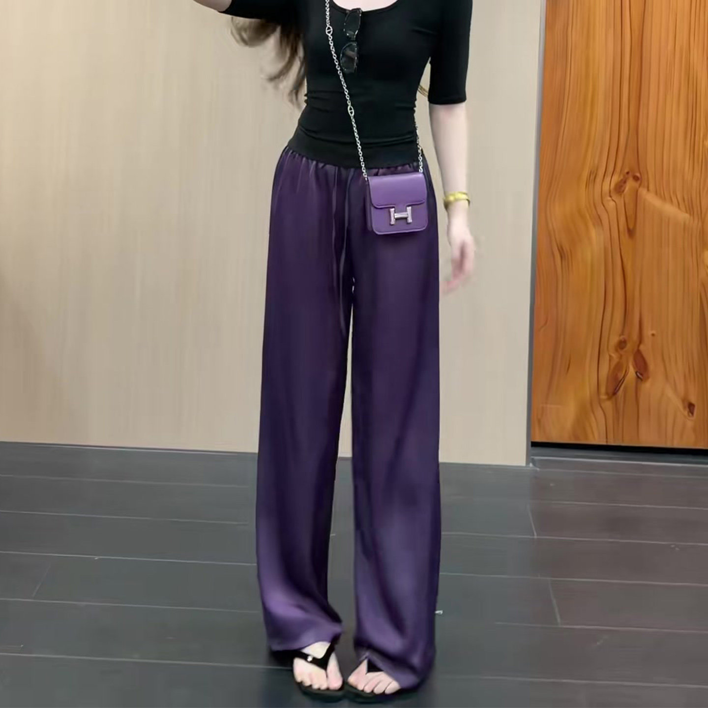 薄款宽松显瘦休闲冰丝直筒裤