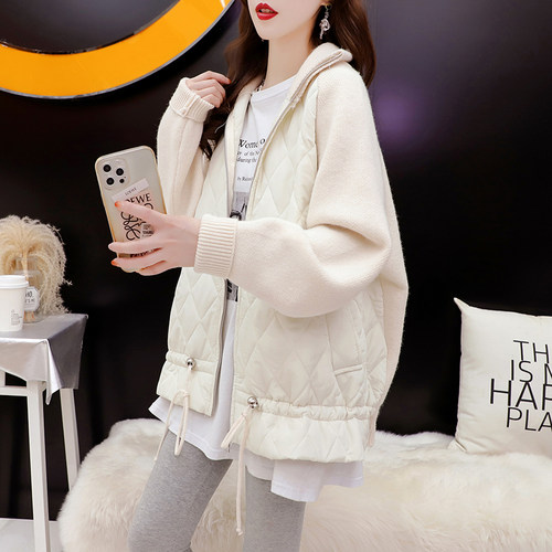 加厚针织外套设计感拼接毛衣开衫