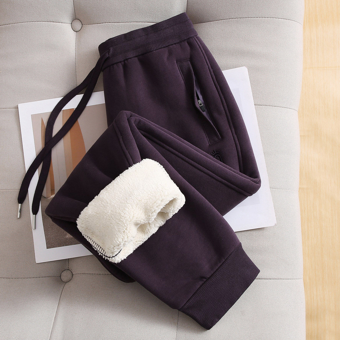 绵羊毛羊羔绒休闲裤女冬季加绒加厚运动裤保暖北方供应2025年新款,女装/女士精品,休闲裤,淘宝优惠券,粉丝福利购,淘宝优惠卷