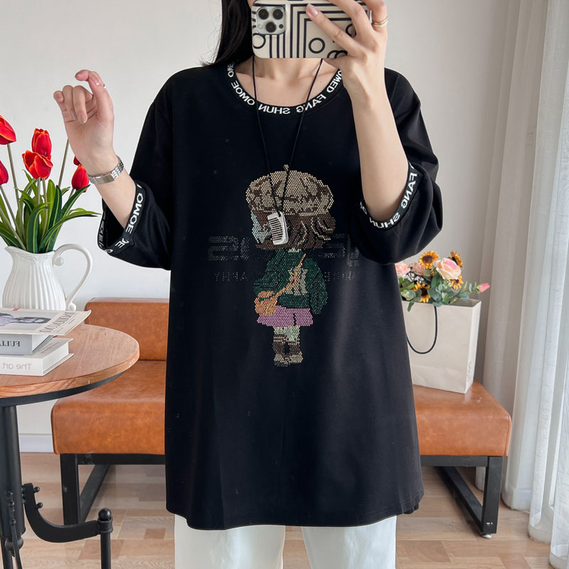 超大码女装休闲五分袖t恤上衣