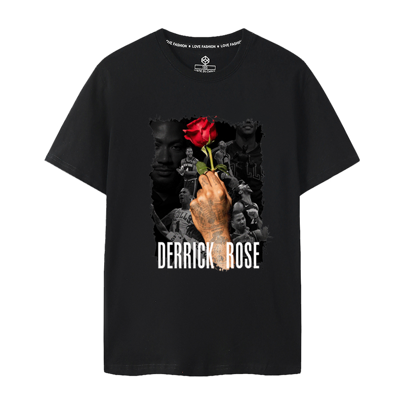 2024年款短袖T恤德里克罗斯退役纪念玫瑰1号篮球纯棉圆领衣服ROSE