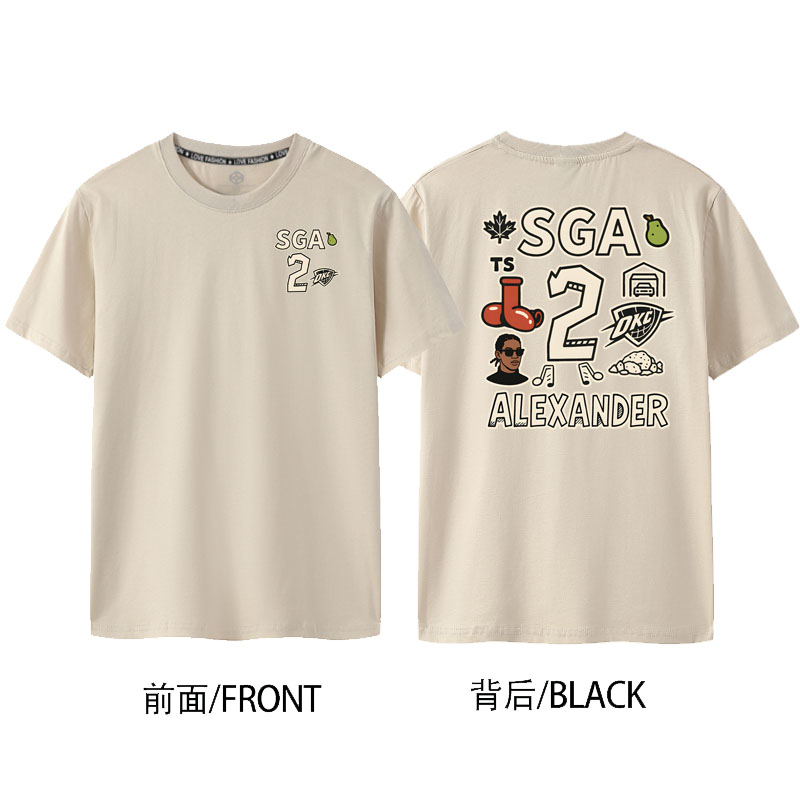 2025雷霆西部冠军纪念衫SGA亚历山大mvp新款短袖T恤篮球2号