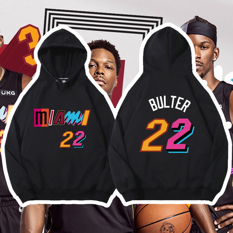 2022秋冬连帽卫衣男希罗热火城市版14号巴特勒22号青少年篮球帽衫