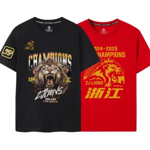 纪念衫 CBA新款 浙江男篮广厦队夺冠同款 T恤短袖 2025中文球衣城市款