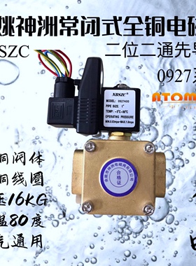 NBSZC余姚神洲0927高压电磁阀常闭黄铜先导式水阀气阀6分220v24V