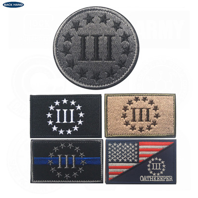 American Flag patch 3%细蓝线刺绣徽章贴花扣件钩环补丁