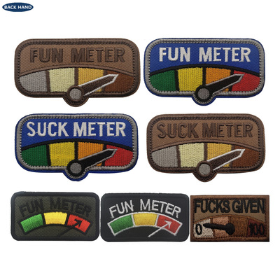 户外用品亚马逊热卖刺绣魔术贴包章fun meter燃油表布贴现货