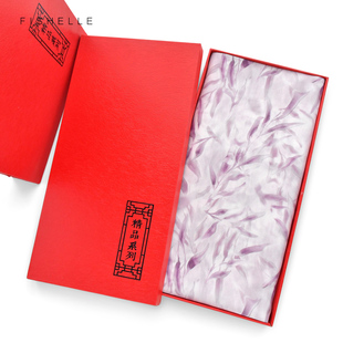 浅紫色叶子真丝双绉小方巾春秋国风桑蚕丝丝巾礼盒送妈妈实用礼物