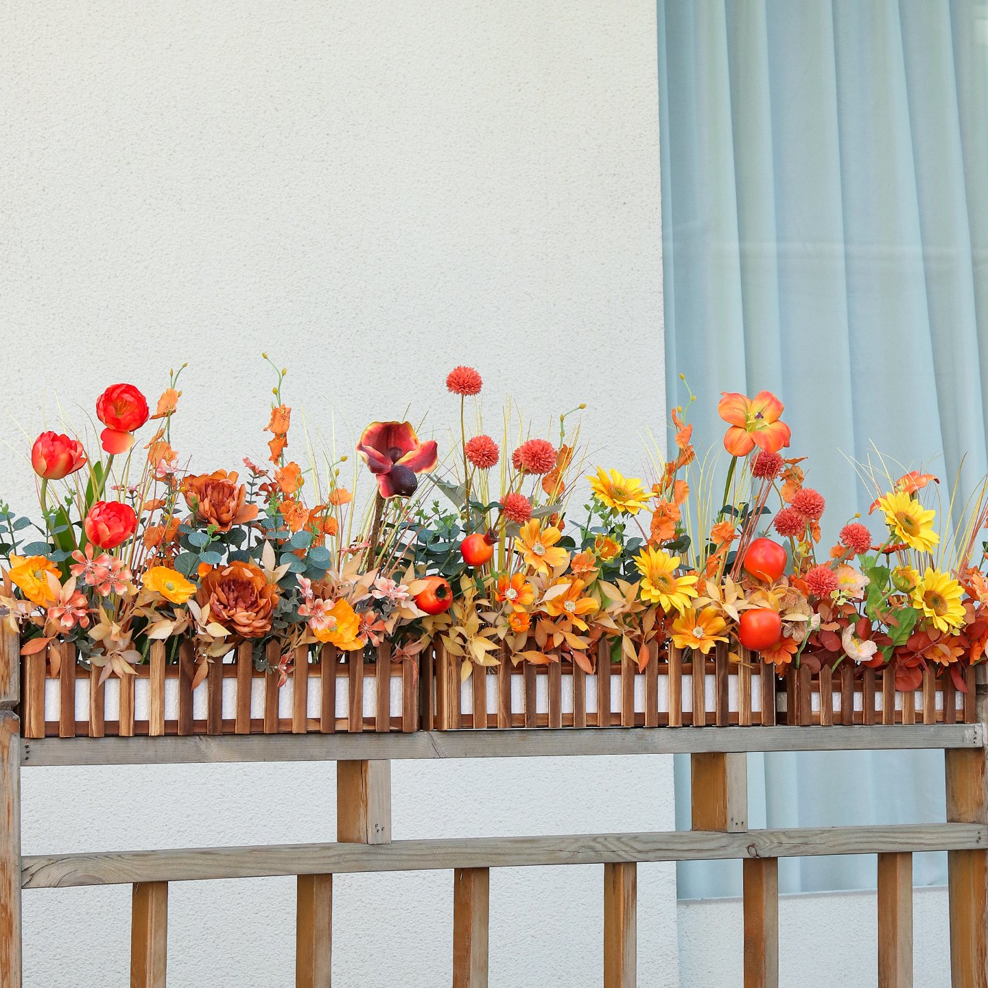 北欧风绢花落地花栅栏仿真花组合服装店橱窗装饰品向日葵假花摆件