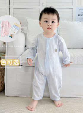 夏季薄款棉无骨闭裆婴儿哈衣