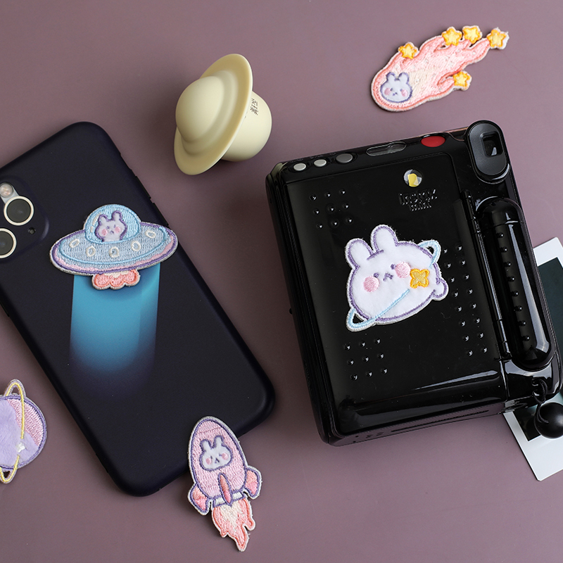 卡通兔兔星球自粘布贴围巾贴纸