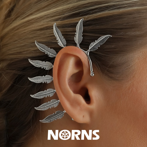 Norns欧美神话金属羽毛耳挂无耳洞一体式耳夹夸张耳饰耳挂耳夹