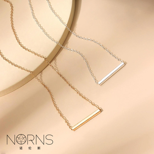 Norns个性干练金属横杠铁棒一字吊坠合金简约HM风格锁骨链项链
