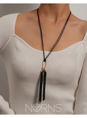 合金流苏打结长款挂件配饰毛衣链