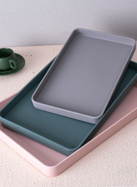 A5食品级绿粉灰色托盘长方形放水杯茶盘餐盘果盘 温度120℃-30℃