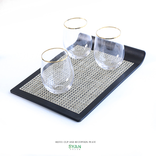 新中式 原创定制Clubhouse tray 时尚 酒店点心托盘 托盘茶杯水杯盘