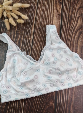 80B85B100B外贸欧美大尺码棉质印花内衣女无钢圈超薄大罩杯文胸