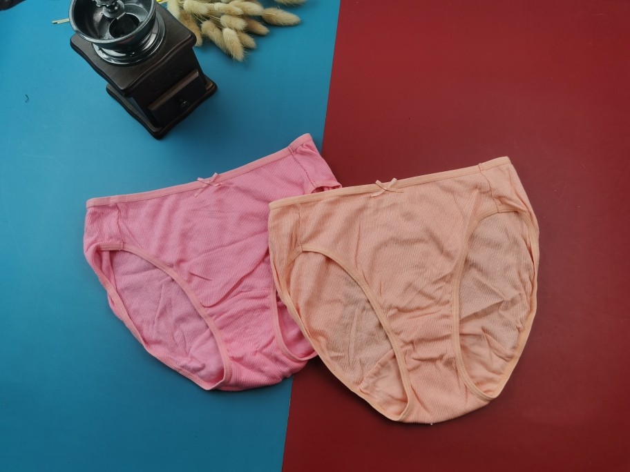 ml码背销罗纹棉布舒适透气中腰三角内裤深粉橘色纯棉档简约底裤