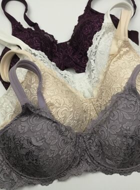 外贸大码文胸全罩杯有钢圈聚拢蕾丝光面内衣胖MM36G38F44B46A